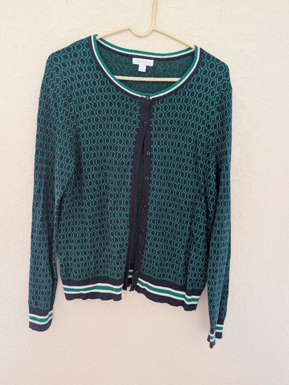 Charter Club Geometric Two Toned Cardigan Long Sleeved Size L